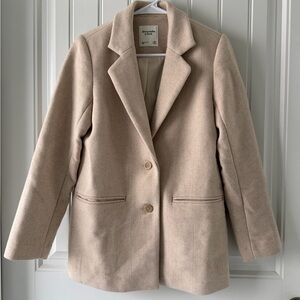 Abercrombie & Fitch Beige Notch Lapel Wool-Blend Blazer Jacket